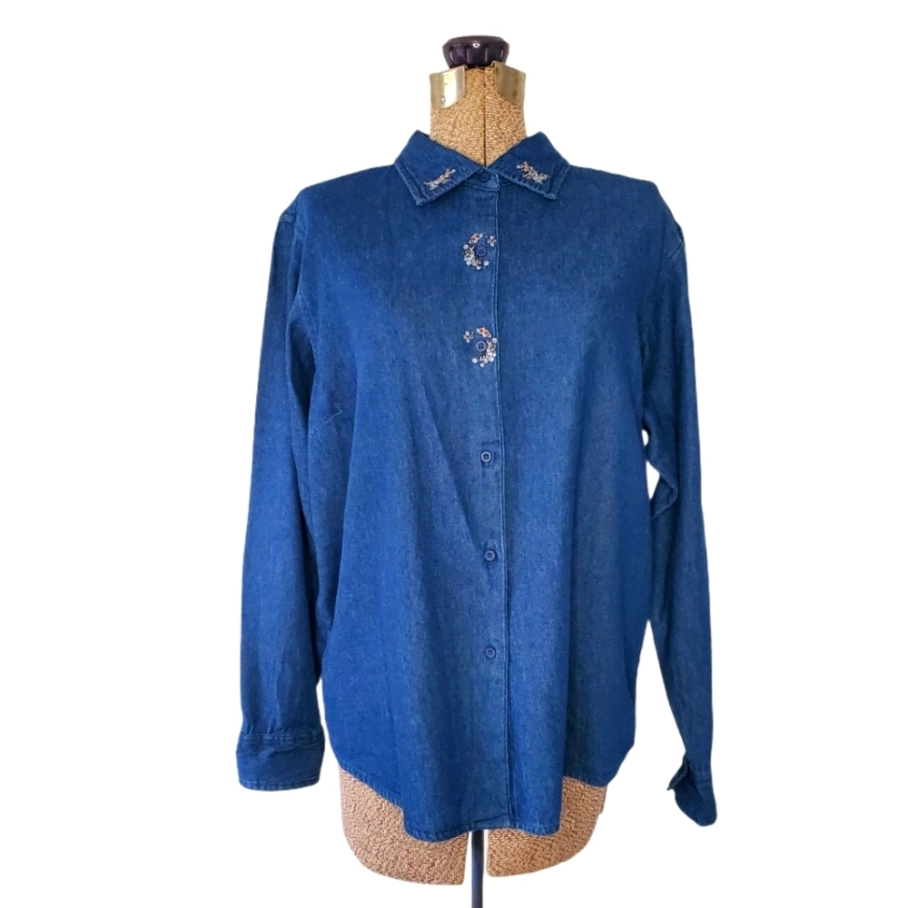 Vintage Carroll Reed embroidered denim shirt large